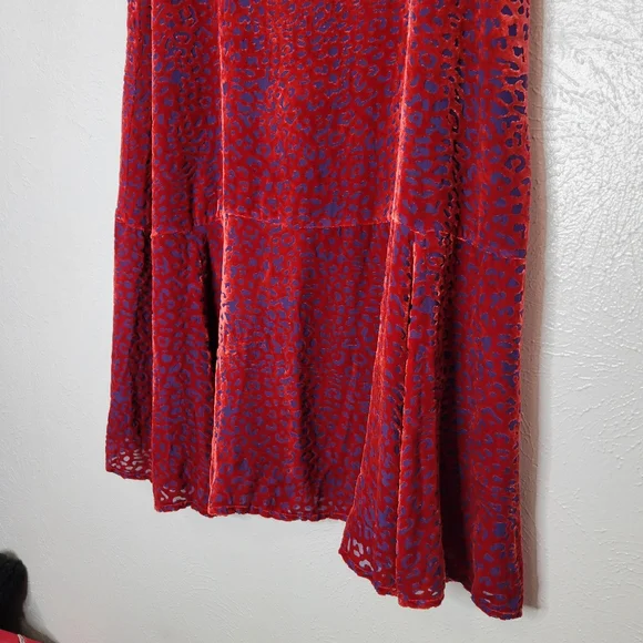 Johnny Was Doris Silk-Blend Mini Dress Deep Red Cheetah Print Women's Size Small - Picture 7 of 15